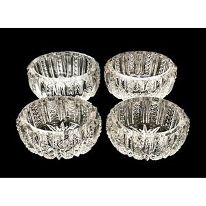 Set Of 4 Vintage EAPG Duncan & Miller Mardi Gras Oval‎ Open Salt Cellar Dips